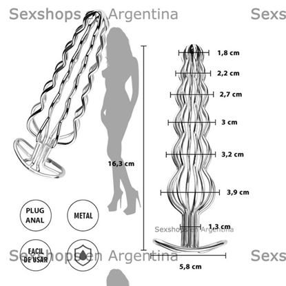 Plug anal metalico hueco de seis bolas